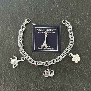 Ballou Sterling Silver Charm Bracelet 7.5” w/ 4 Charms (NEVER WORN)